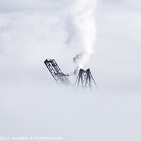 Buy canvas prints of Cranes in the mist  by Ken McArthur