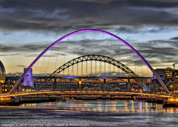 Millennium bridge Newcastle Picture Board by GEOFF GRIFFITHS