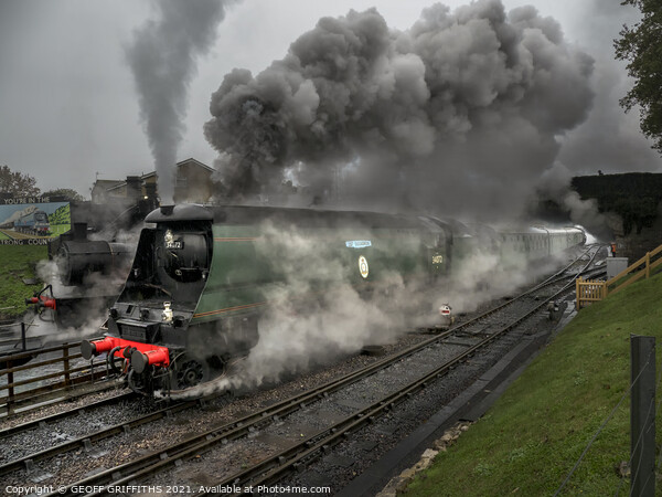 steam engine 34072 '257 Squadron' Swanage Picture Board by GEOFF GRIFFITHS