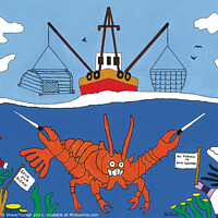 Buy canvas prints of Lobster Fish. Original Acrylic Painting Print. by Steve Tucker