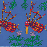 Buy canvas prints of Bagpipe Fish. Original Acrylic Painting Print. by Steve Tucker
