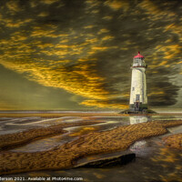 Buy canvas prints of Talacre Lighthouse at Sunset by Paul Anderson