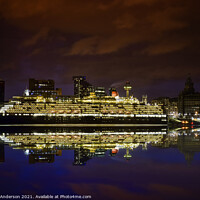 Buy canvas prints of Queen Elizabeth at night, at Liverpool waterfront by Paul Anderson