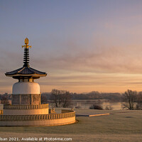 Buy canvas prints of The Peace Pagoda at Willen Lake in Milton Keynes by Jean-Paul Srivalsan