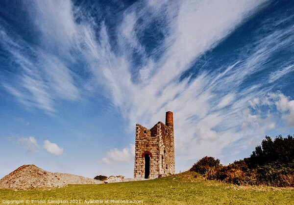 Wheal Uny Tin Mine Engine House, Redruth Cornwall. Picture Board by Ernest Sampson