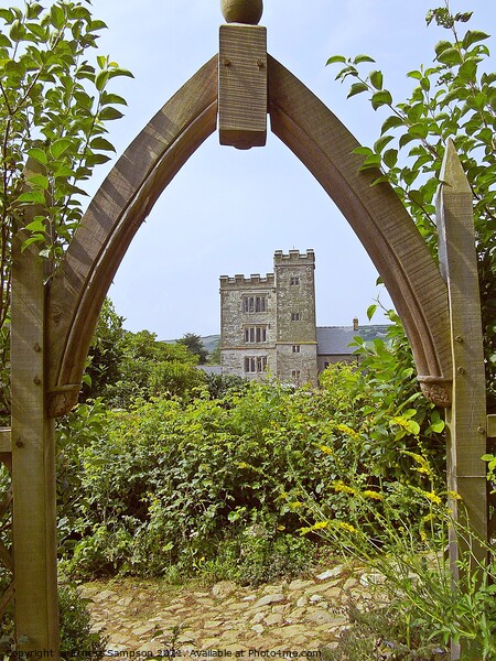 Pengersick Castle, Garden And Wooden Arch Cornwall Picture Board by Ernest Sampson