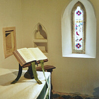 Buy canvas prints of The Chancel At Old Kea Church, Kea Truro Cornwall. by Ernest Sampson
