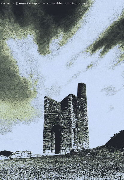 Cornish Tin Mine Engine House, Redruth Cornwall. Picture Board by Ernest Sampson