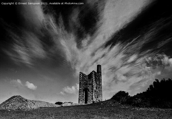 Cornish Tin Mine Engine House, Wheal Uny Redruth. Picture Board by Ernest Sampson