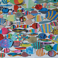 Buy canvas prints of beautiful and colourful wooden fish wood craft on wall by Anish Punchayil Sukumaran