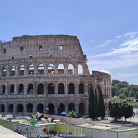 Buy canvas prints of ROME, ITALY - July 7 2022: Colosseum in Rome, Italy. Ancient Roman Colosseum is one of the main tourist attractions in Italy People visit the famous Colosseum in Roma centre. tourism after covid 19 by Anish Punchayil Sukumaran