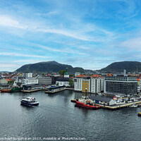 Buy canvas prints of Bergen Norway 22 may 2023 Bergen Cityscape with Beautiful Harbor and Majestic Mountains by Anish Punchayil Sukumaran