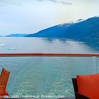 Buy canvas prints of inside passage in Alaska for ship. view of mountain and ocean from a cruise ships open bar by Anish Punchayil Sukumaran
