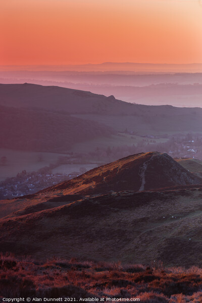 Sunrise over the Shropshire Hills Picture Board by Alan Dunnett