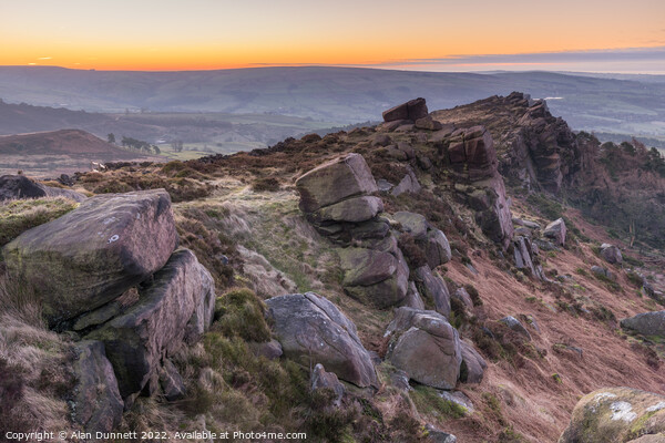 The Roaches pre sunrise Picture Board by Alan Dunnett