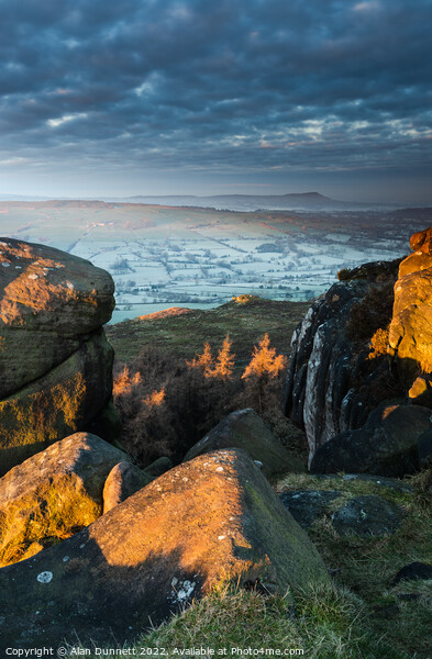 Sunrise beyond the Roaches-3410 Picture Board by Alan Dunnett