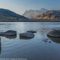 Buy canvas prints of Blea Tarn as the sun sets on the Langdales by Alan Dunnett