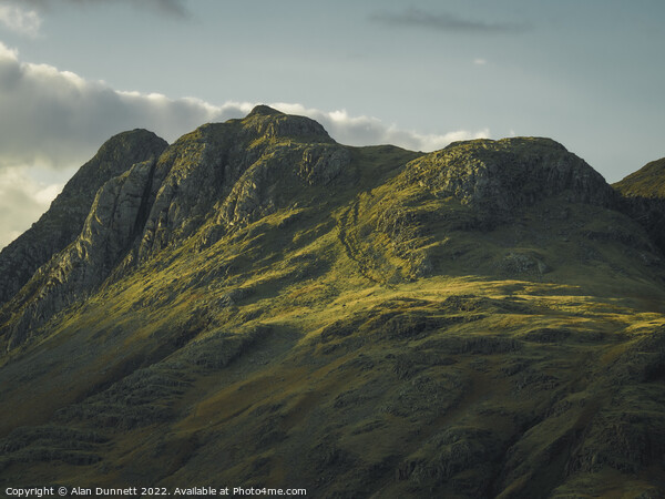 Majestic Langdale Pikes at Sunset Picture Board by Alan Dunnett