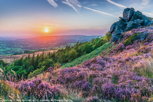 Sunset on The Roaches Picture Board by Alan Dunnett