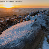 Buy canvas prints of Golden Sunrise over Snowy Roaches by Alan Dunnett