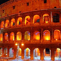 Buy canvas prints of Colosseum Rome at night by Pieter Marais