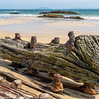 Buy canvas prints of Wooden shipwreck beach timbers by Photimageon UK