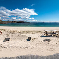 Buy canvas prints of Picnic tables at Hushinish beach, Isle of harris by Photimageon UK