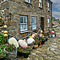 Buy canvas prints of Cornish seaside Cottage, Penberth Cove by Photimageon UK