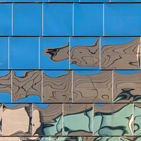 Buy canvas prints of Abstract reflections in mirror tile cladding, Leicester by Photimageon UK