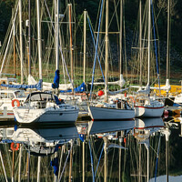 Buy canvas prints of Reflections of moored sailing boats and yachts, Ar by Photimageon UK