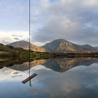 Buy canvas prints of Rope swing and calm waters of Loweswater by Photimageon UK