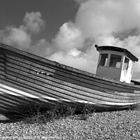Buy canvas prints of Old wooden fishing boat on beach, Eastbourne, UK by Photimageon UK