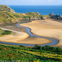 Buy canvas prints of Three Cliffs Bay beach, The Gower, Wales by Photimageon UK