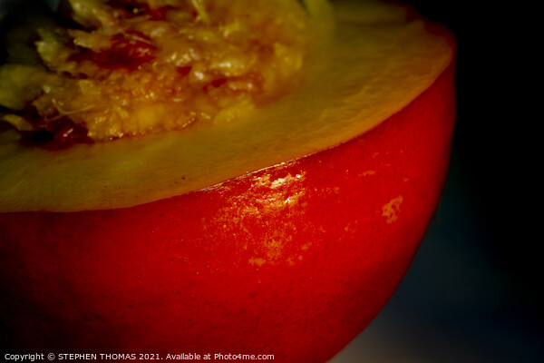 Nectarine low key macro Picture Board by STEPHEN THOMAS