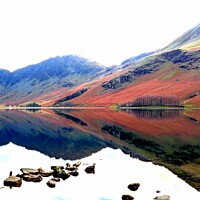 Buy canvas prints of Autumn mountain reflections Buttermere by Pelin Bay