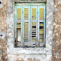 Buy canvas prints of Old wooden shuttered window in Lesvos, Greece by Neil Overy