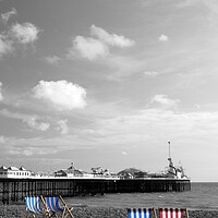 Buy canvas prints of Colourful Deckchairs on Brighton Beach by Neil Overy