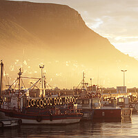 Buy canvas prints of Fishing Boats at Dawn, Kalk Bay, South Africa by Neil Overy