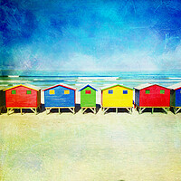 Buy canvas prints of Colorful Beach Huts, Muizenberg by Neil Overy