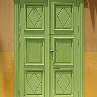 Buy canvas prints of Old Green Greek Door by Neil Overy