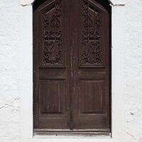 Buy canvas prints of Old Wooden Greek Door by Neil Overy