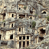 Buy canvas prints of Lycian Rock Tombs, Myra, Turkey by Neil Overy