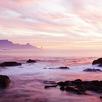 Buy canvas prints of Sunset over Cape Town across Table Bay, South Afri by Neil Overy