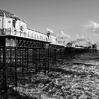 Buy canvas prints of Palace Pier Brighton in black and white by Neil Overy