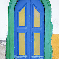 Buy canvas prints of Colorful old wooden window shutter, Corfu, Greece by Neil Overy