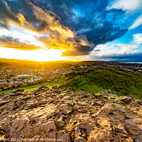 Buy canvas prints of Dramatic Sunset over Edinburgh Scotland. by Philip Leonard
