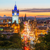 Buy canvas prints of Princes Street View Edinburgh Scotland at Dusk. by Philip Leonard