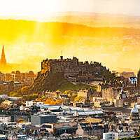Buy canvas prints of Edinburgh Castle and Rain Shower & Sunset in Edinburgh Scotland. by Philip Leonard