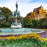 Buy canvas prints of Ross Fountain and Edinburgh Castle Edinburgh Scotland. by Philip Leonard