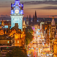 Buy canvas prints of Princes Street View Edinburgh Scotland at Night. by Philip Leonard